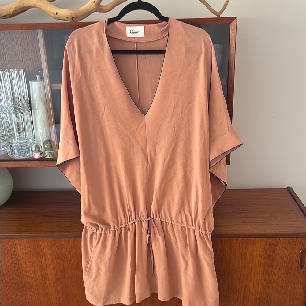 Ganni silk pale dusty pink Tunic Dress